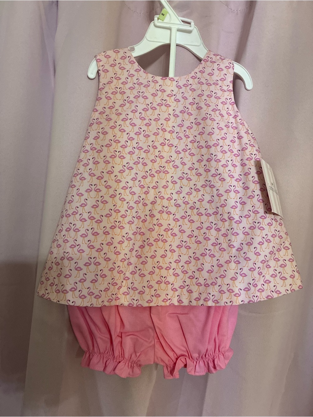Toddler Pink Flamingo Print Top & Pink Bloomers Matching Set